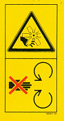 Nalepka POZOR - Ventilator