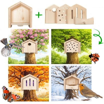 Večnamenska živalska hišica za vse letne čase